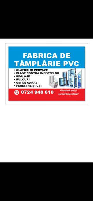 Tamplarie PVC plase insecte ,rulouri ,glisante ,service