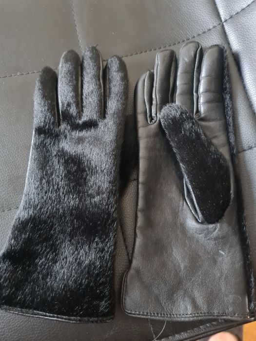 Перчатки кожанные с мехом