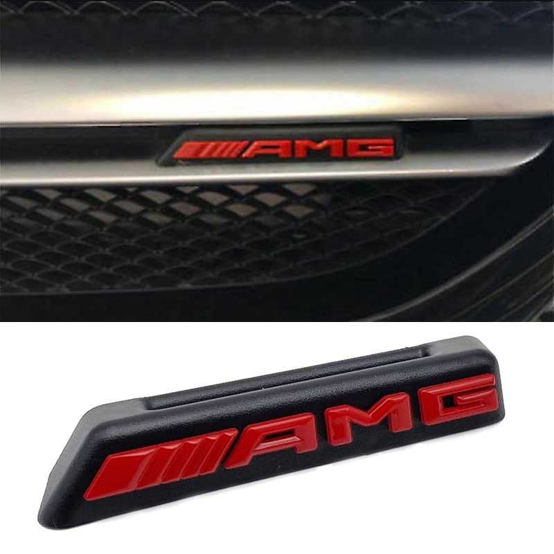 Emblema AMG grila, Chrom, Negru, Rosu