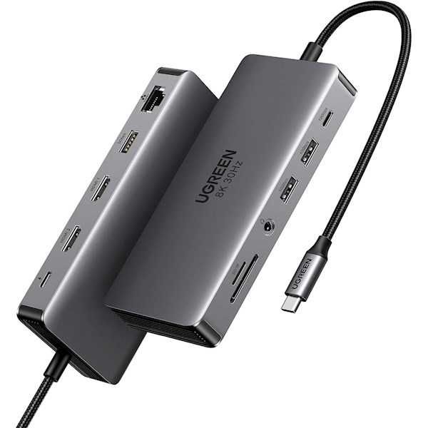 UGREEN CM681 USB-C хъб, 11 порта, 4K&8K, Ethernet, сив
