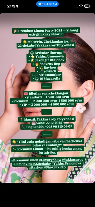 Chechenka patyga 1 ta 4-stoldan 2 mln li joy bor .