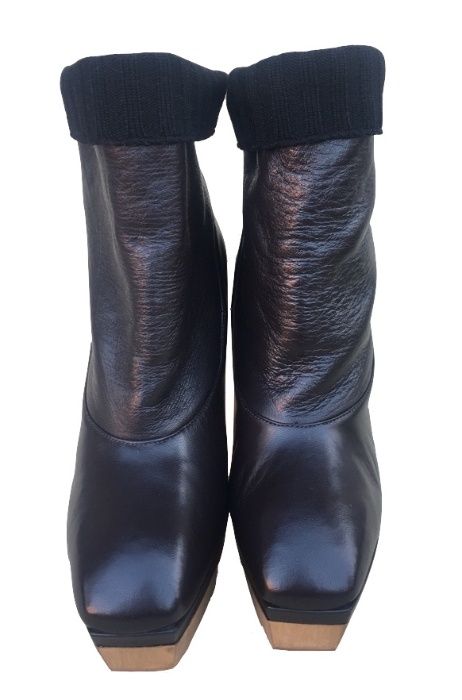 MARNI Superbe Botine Fashion Maro Platforma Lemn Original Piele nr.39