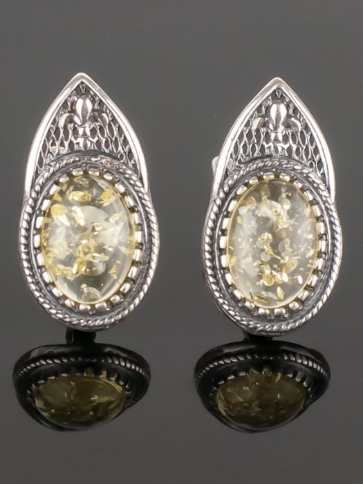 Новые серьги с янтарем «Самира»