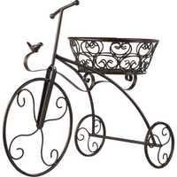 Цветарник "Велосипед с птичка" в цвят антично кафяво