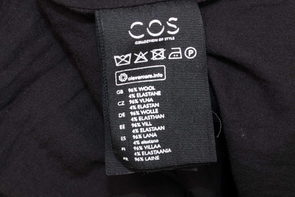 Cos оригинално дамско вълнено преходно палто с колан черно 36 S