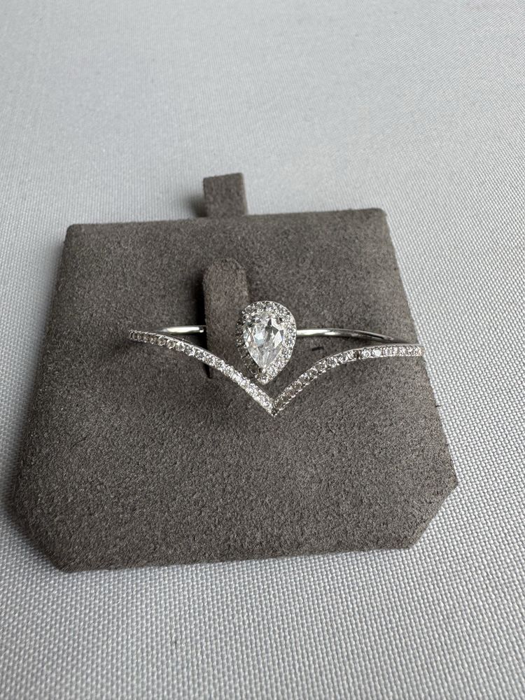 Inel dublu din argint si cubic zirconia
