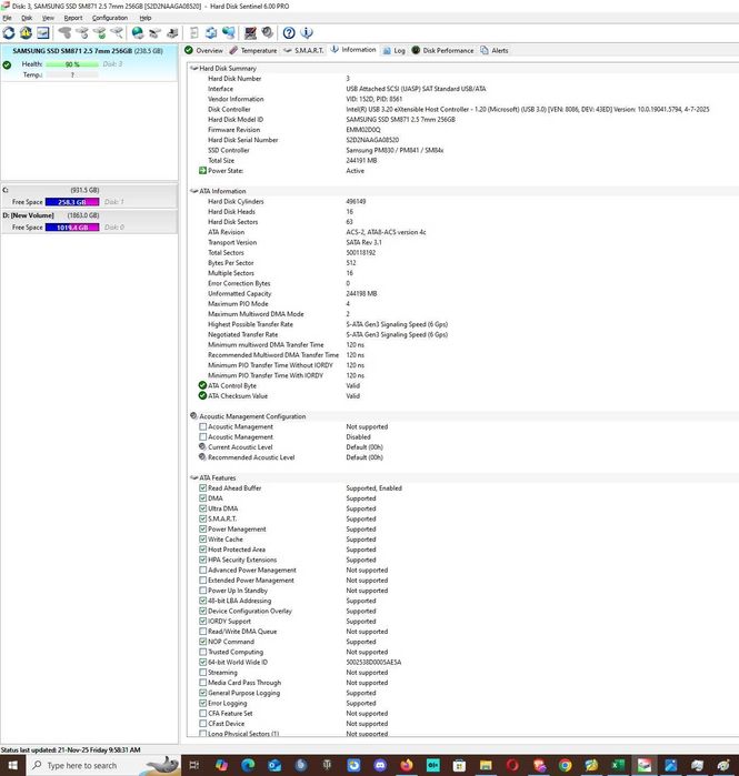 Solid State Drive (SSD) Samsung 256GB MLC SATA 6Gbps 2.5" MZ-7KN256D