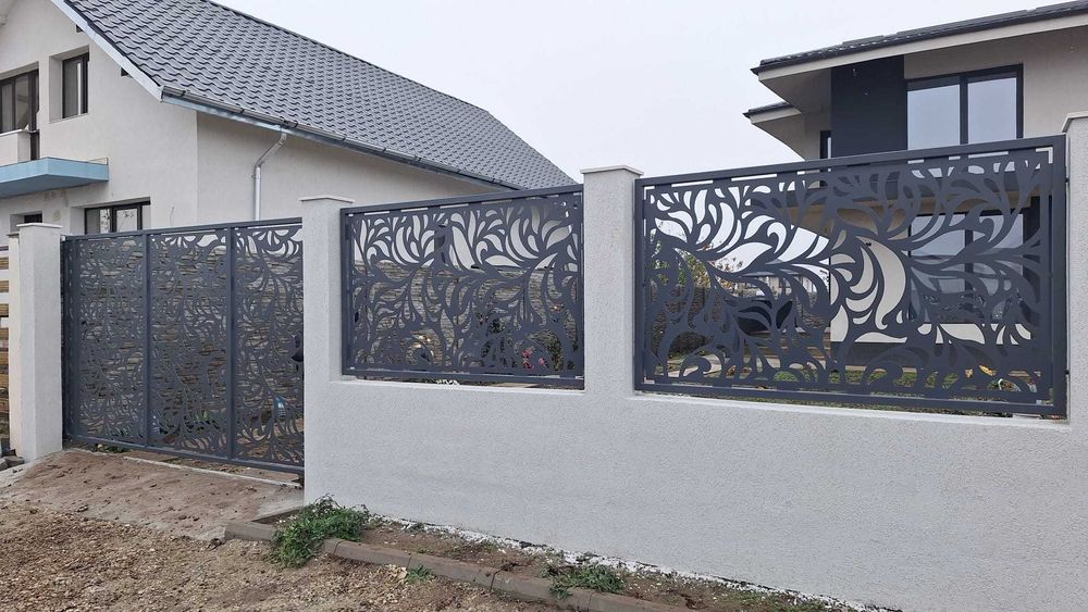 Porti si gard,balustrade:fier forjat,sipca tip jaluzea,tabla traforata