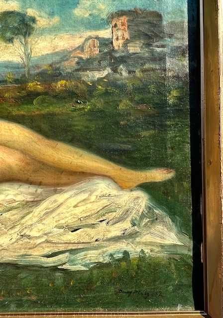 ”Nud în peisaj” - tablou FOARTE VECHI, sec XIX, cca 150ani vechime