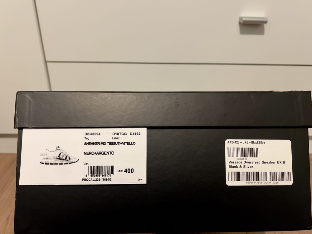 Sneakers Versace Trigreca, negru argintiu unisex mărimea 40 (2 perechi