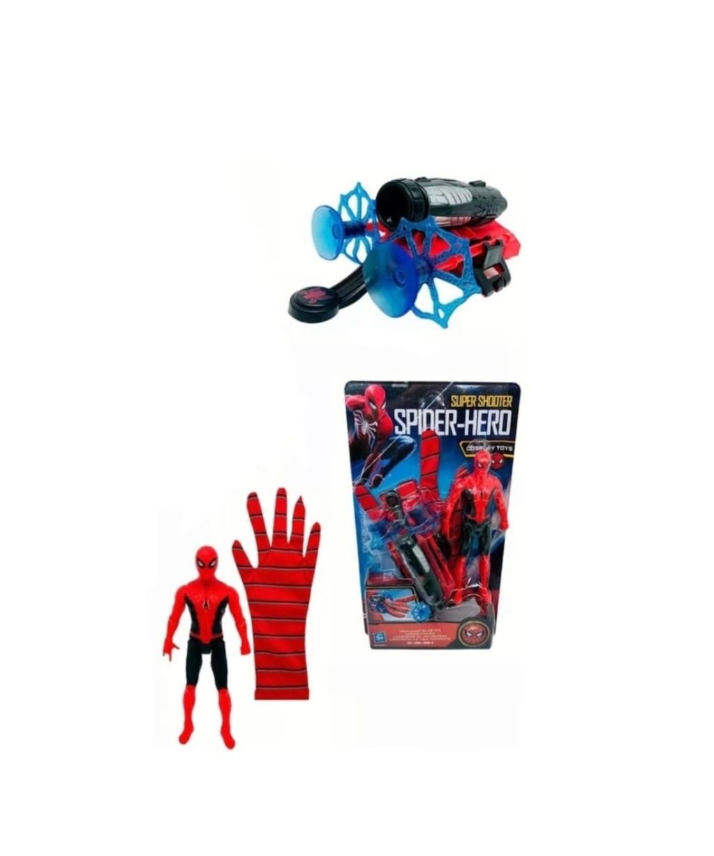 Set Figurina si Manusa lui Spiderman din material textil cu lansator