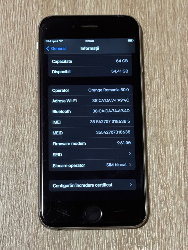 Apple iPhone 6S 64GB codat pe austria 90% Baterie