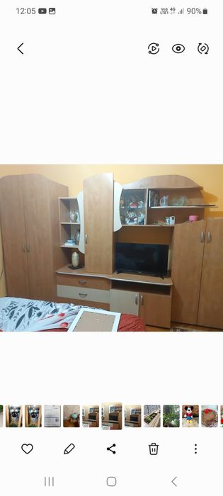 Pat dormitor cu saltea și noptiere și biblioteca