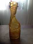 Vază vintage sticlă chihlimbar 22 cm - art glass românesc anii '70-'80
