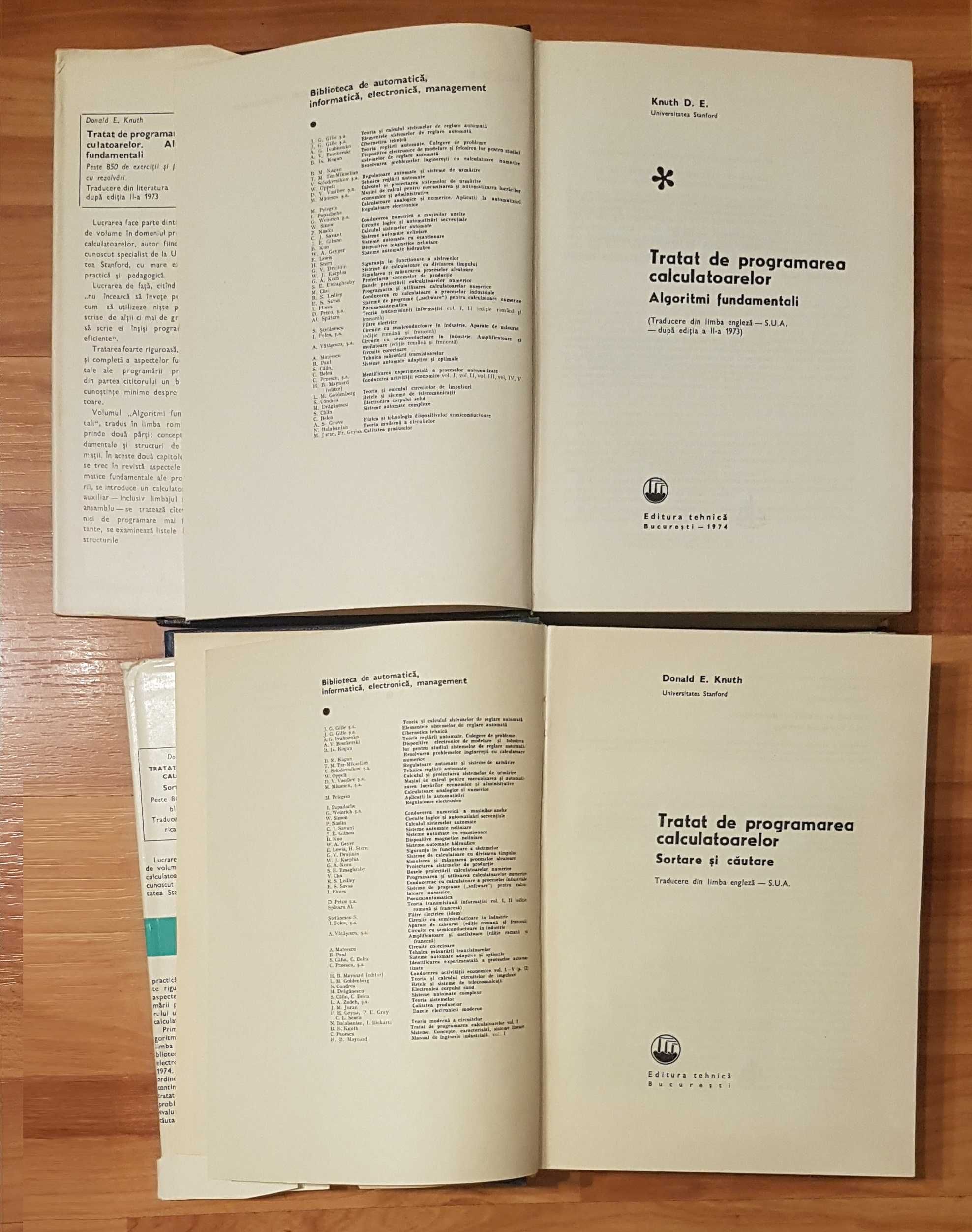 Tratat de programare a calculatoarelor de Donald Knuth (2 vol)