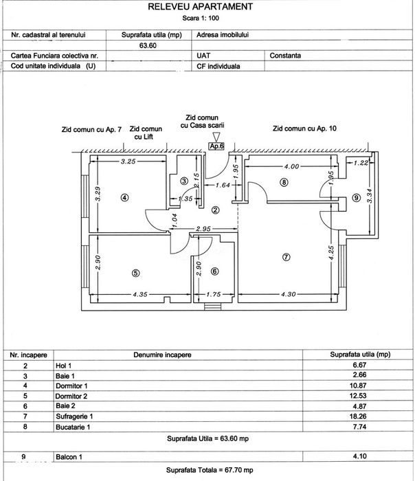 Apartament 3 camere + boxă depozitare – Tomis Plus