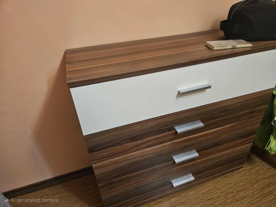 Комплект: Легло 160х200 (без матрак), 2 нощни шкафчета и скрин