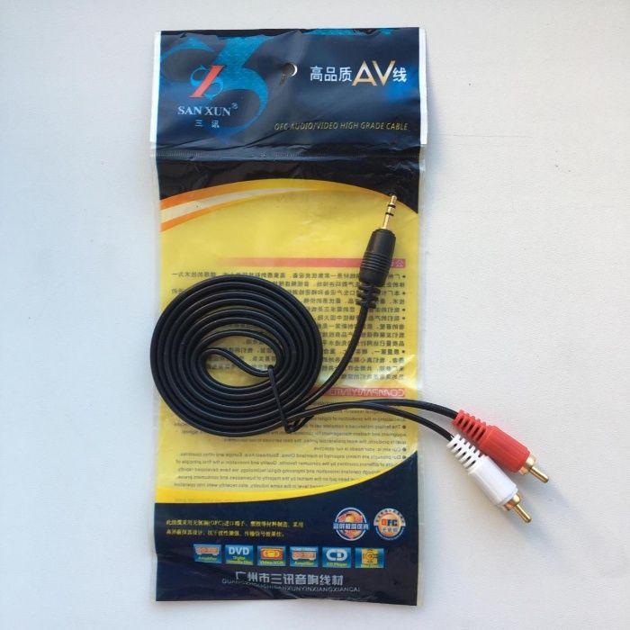 Кабель с аудио джек 3,5 мм — RCA колокольчики тюльпан 1,5М (453)
