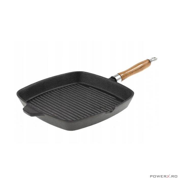 Tigaie grill, din fonta cu maner detasabil, 26x26 cm, Kinghoff
