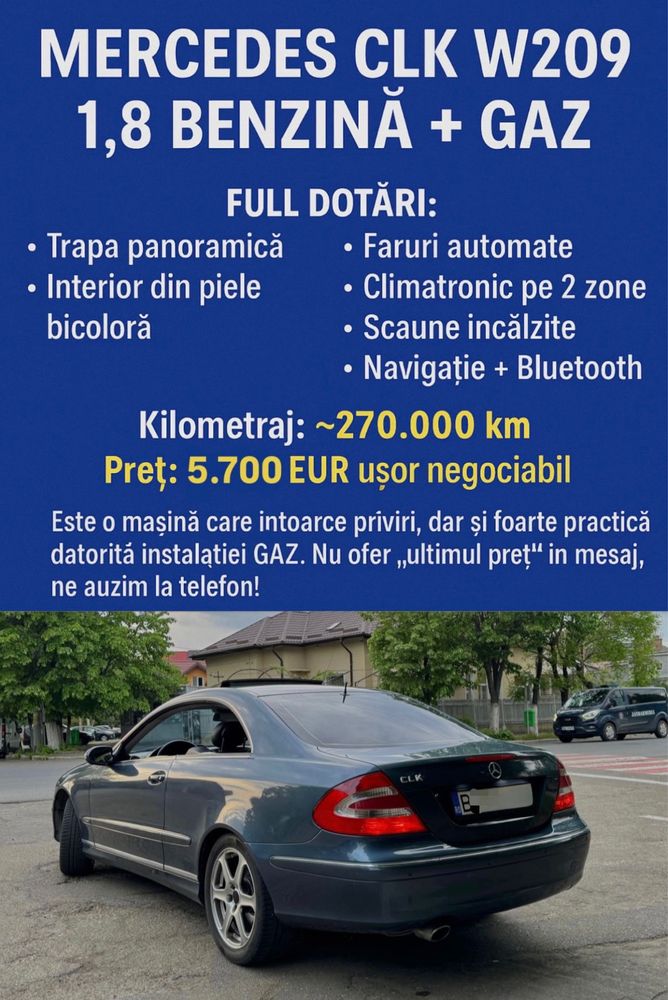 Mercedes Benz CLK 200 Avantgarde 1.8 kompressor benz si GPL