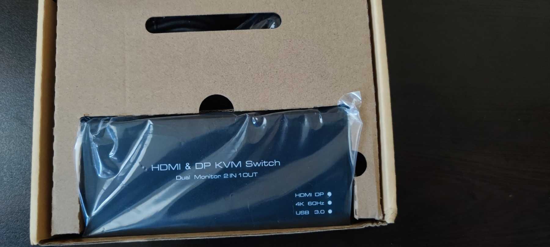 HDMI+Displayport KVM превключвател 2 монитора 2 компютъра 4K/60Hz