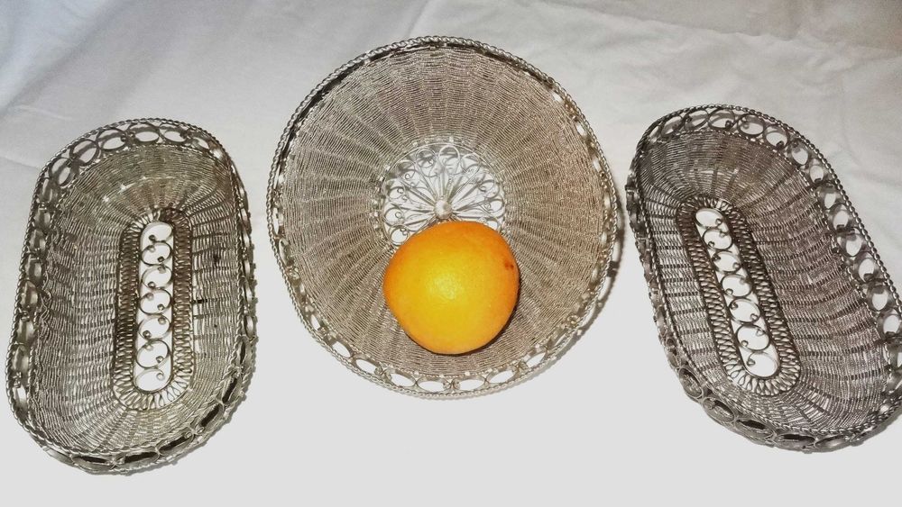 Комплект дизайнерски подноси от месинг, филигранна изработка