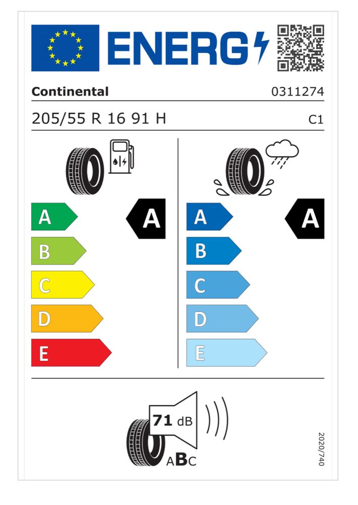 4бр. Continental EcoContact 6 205/55/16, 6мм, ДОТ 2020