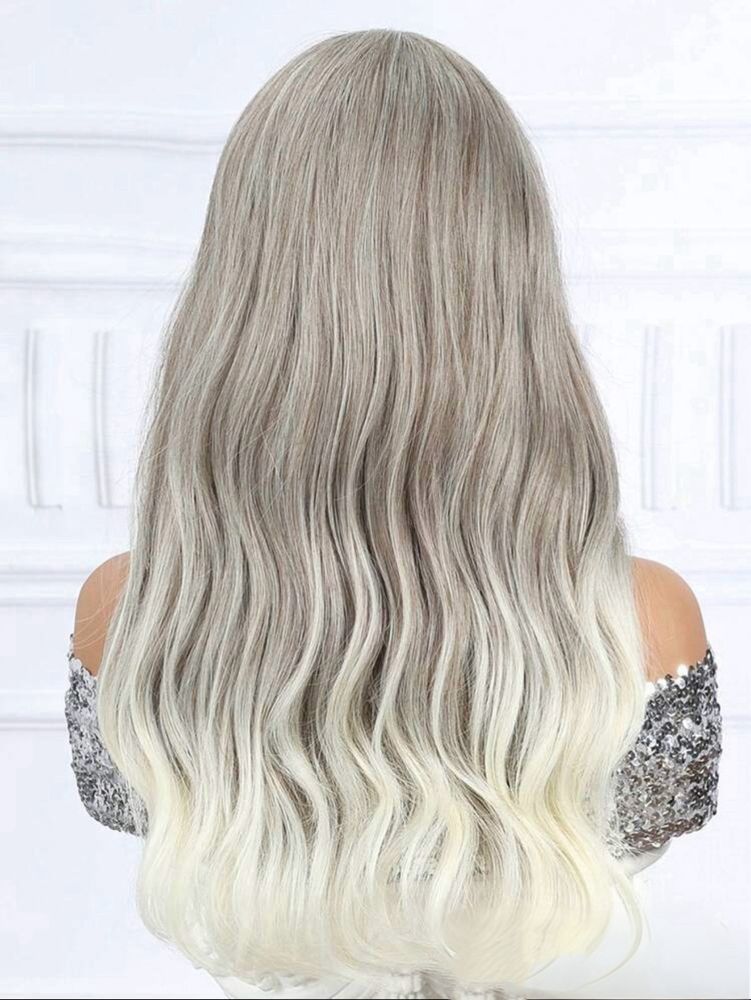 Peruca M16 Blonda Gri Silver Platinata Ombre Varfuri Deschise