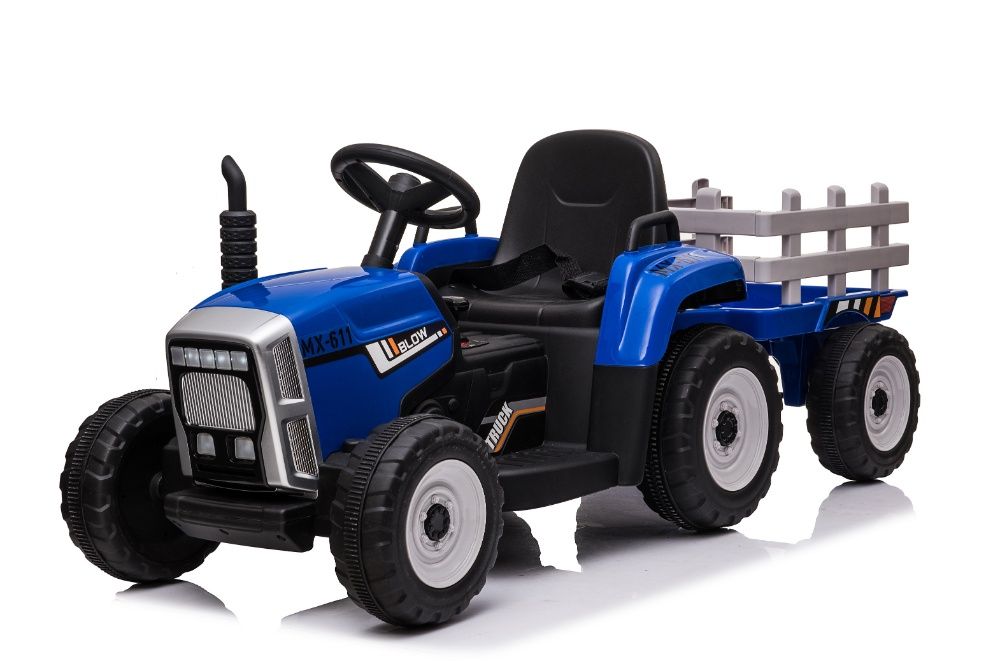Tractoras electric BJ-611 cu remorca si telecomanda STANDARD #Albastru