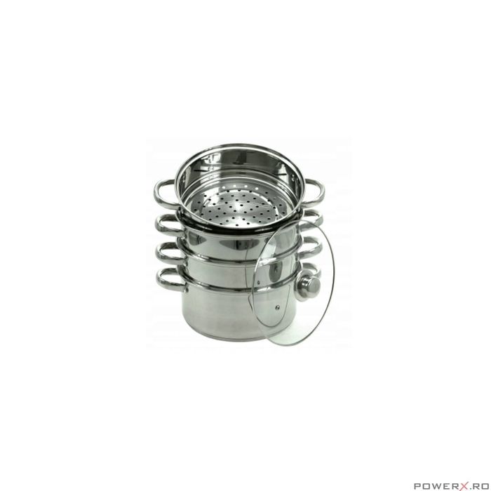 Set de 5 piese, oala pentru fiert cu abur, inox, 24 cm 5 litri