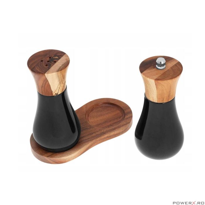 Set 2 rasnite pentru sare si piper, 13 x 6 cm negre, Klausberg