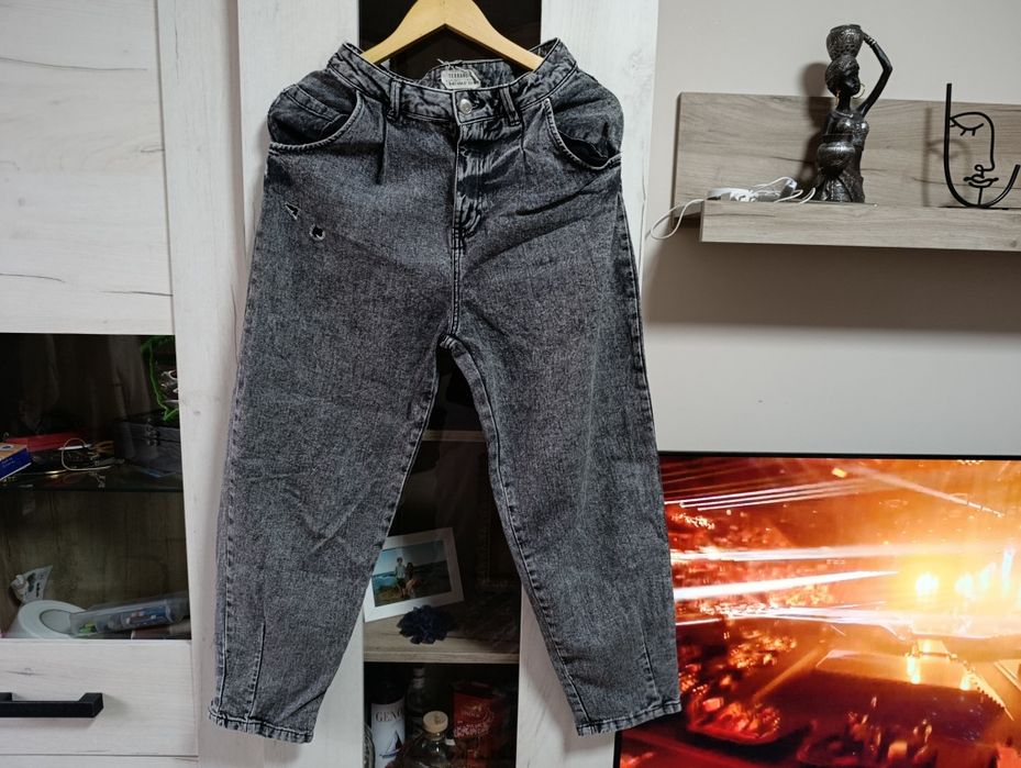 Дамски дънки Теранова - сиви, широки,  размер 38