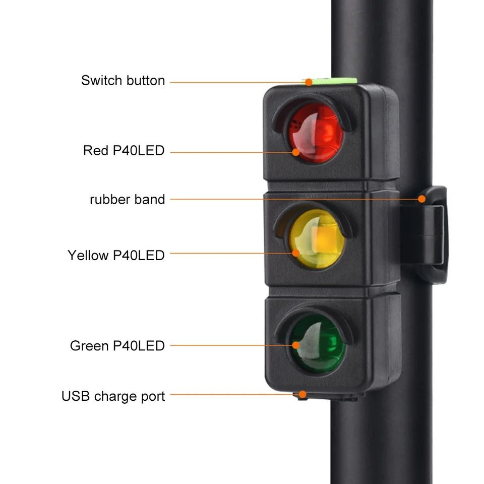 Задна светлина за велосипед, Стоп за колело, трицветен фенер светофар