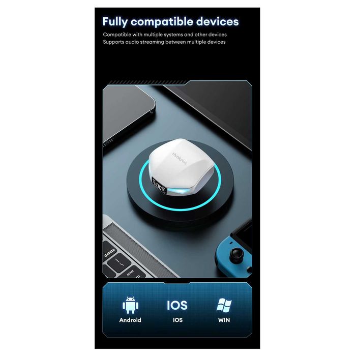 Casti wireless XT53, Bluetooth 5.4, reducere zgomot ambiental, alb