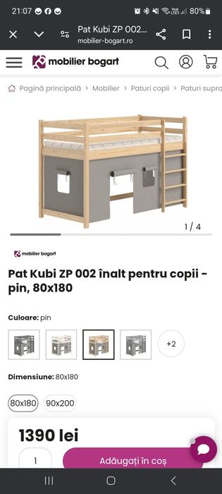 Pat etajat cu loc de joacă dedesupt
