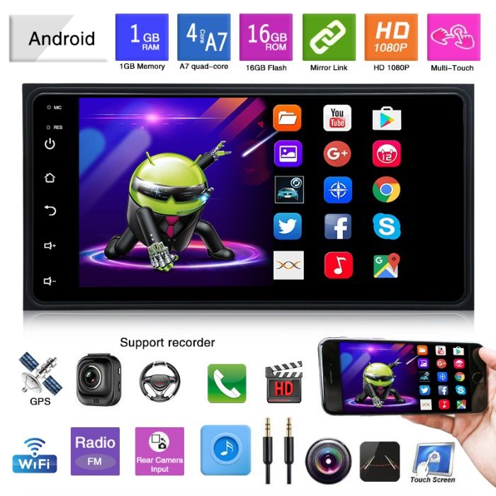 Мултимедия 2DIN СИМ карта 7", Wi-FI, Android 10, Double Din, 4G 7011AS