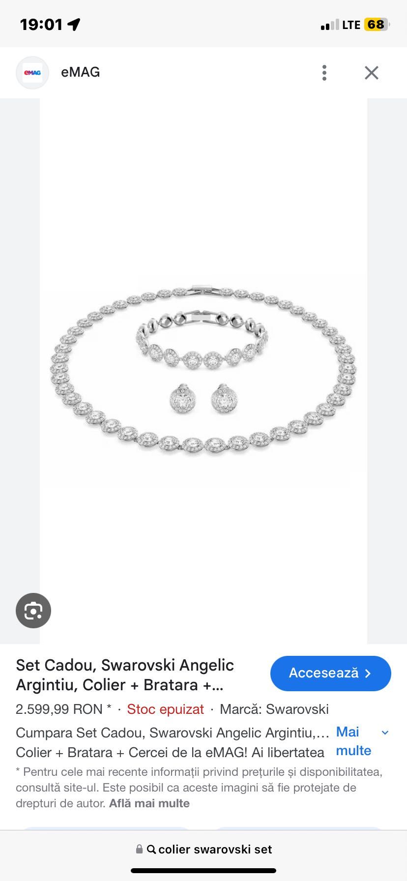Set colier+cercei+bratara Swarovski