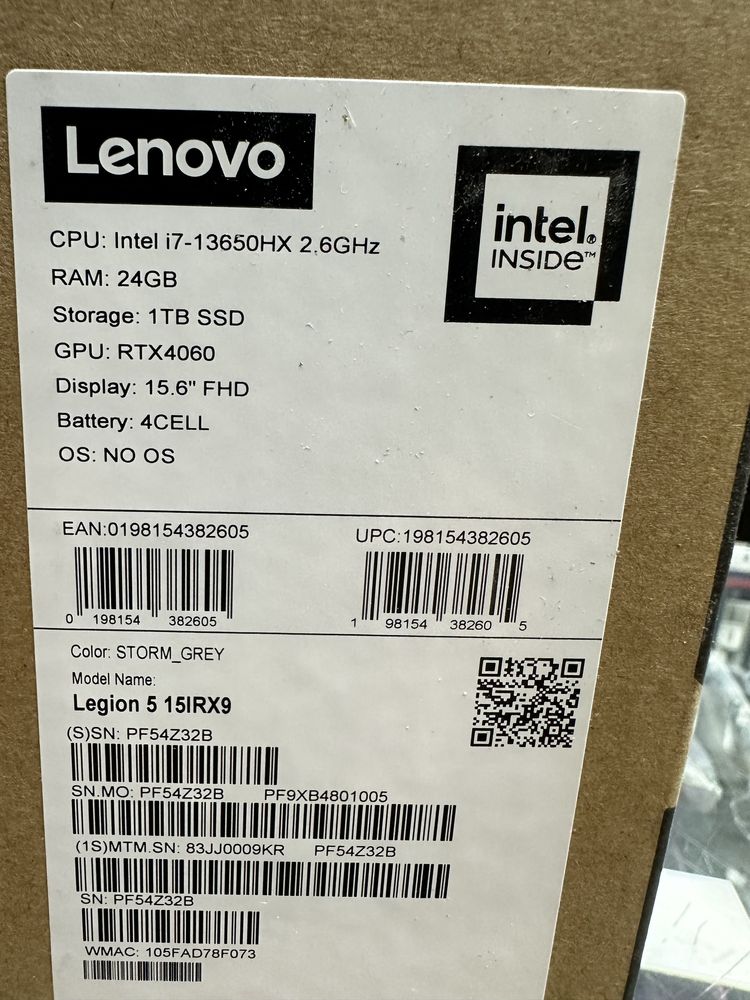 Lenovo Legion 5 новый запечатанный i7 24/1 тб RTX4060-8гб