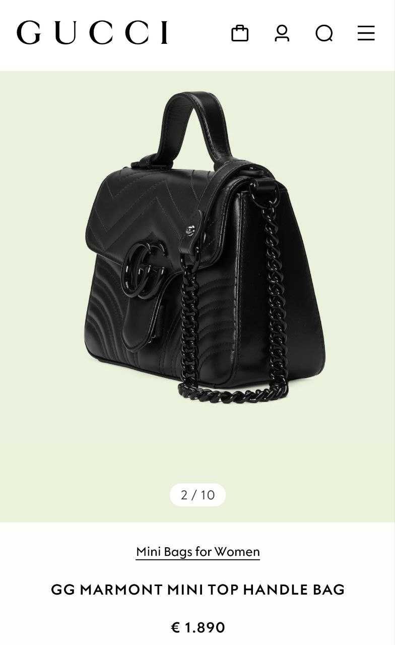 Дамска Чанта Gucci MARMONT Mini TOP HANDLE BAG 100% Leather