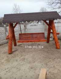Balansoar  rustic  lemn  masiv  cu leagan  copil