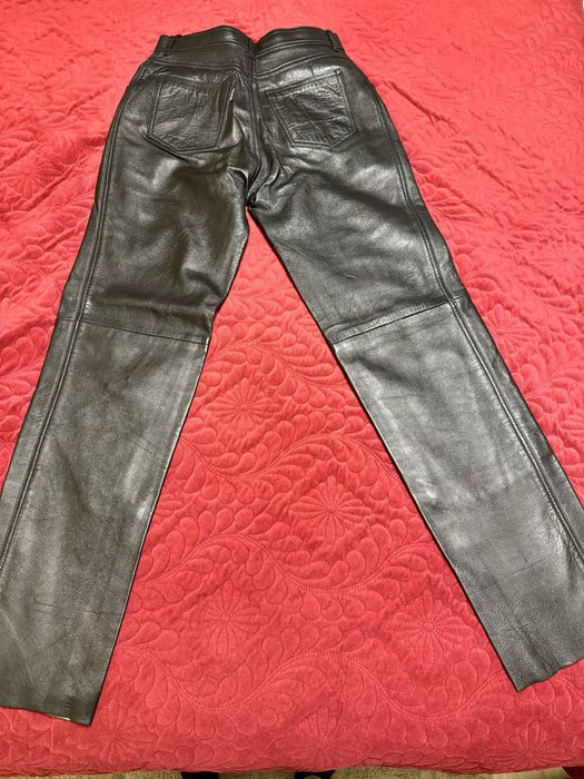 Pantaloni piele NOI, negri, moto, rock