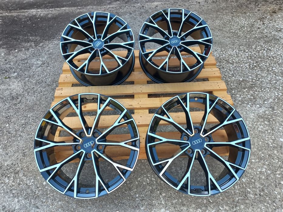 18"Audi S line 5x112 8j et40 A3 A4 A6 Q3 Q5 Black Polish Чисто Нови.