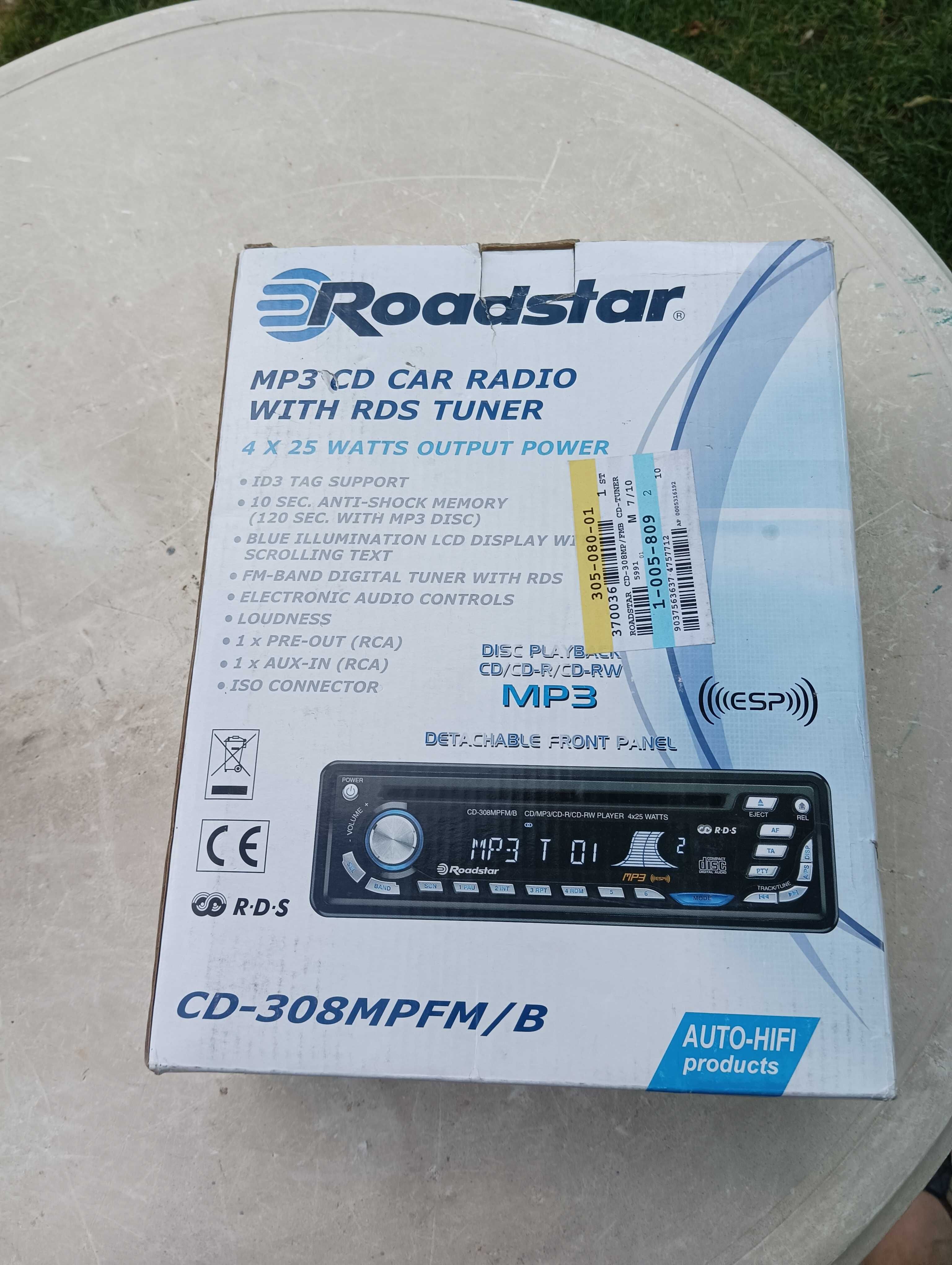 Стар касетофон за кола - CD - Roadstar, нов,  не е поставян