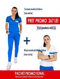 Pachet promo Costum medical Adora + Bluza medicala White Adora