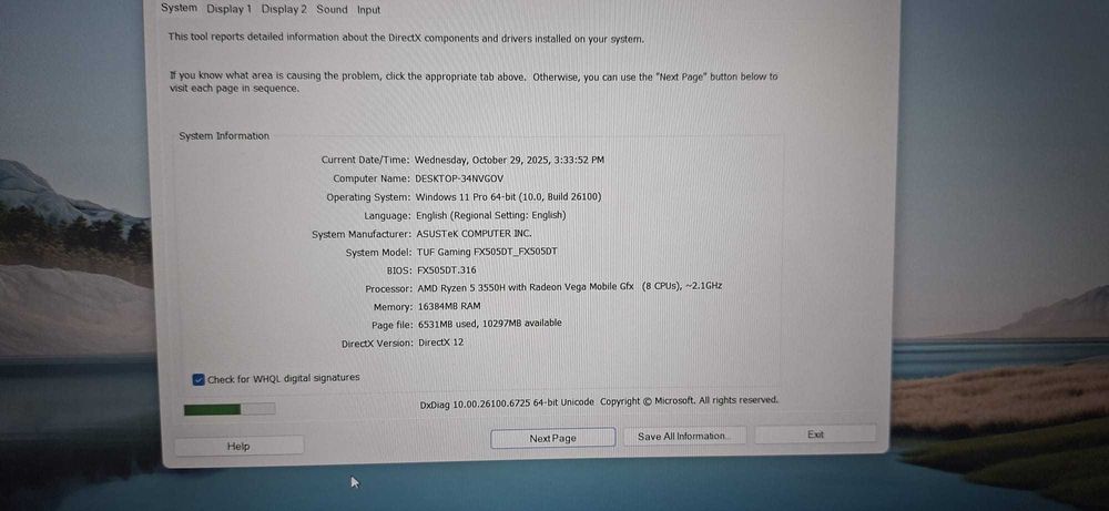 Laptop Asus Tuf Lap top gaming