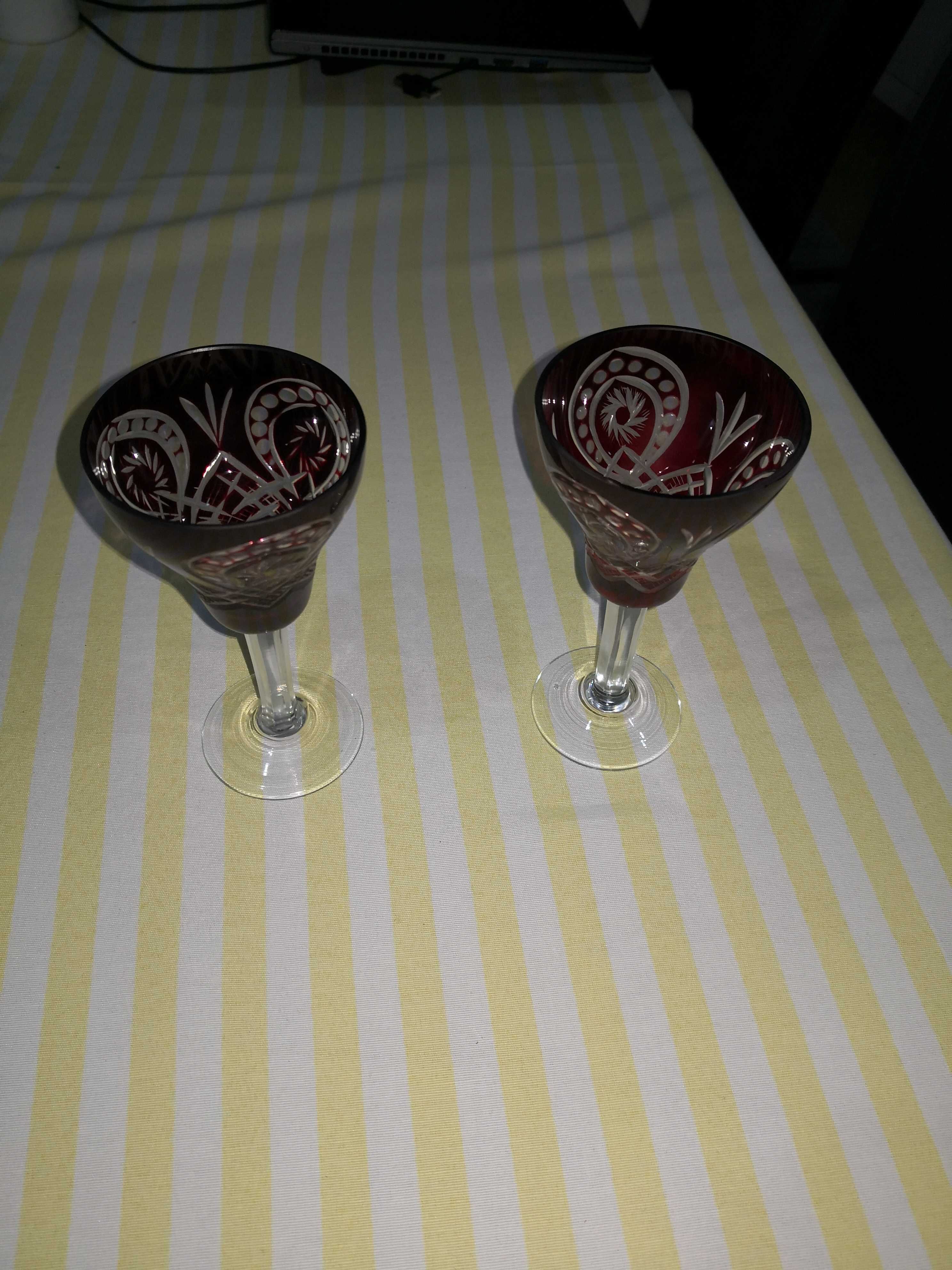 set pahare cristal rosu Burgundia 12 piese+sticla