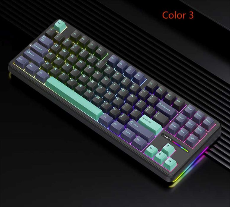 КЛАВИАТУРА AULA F87 PRO rus/eng механика оригинал100%black -3в1