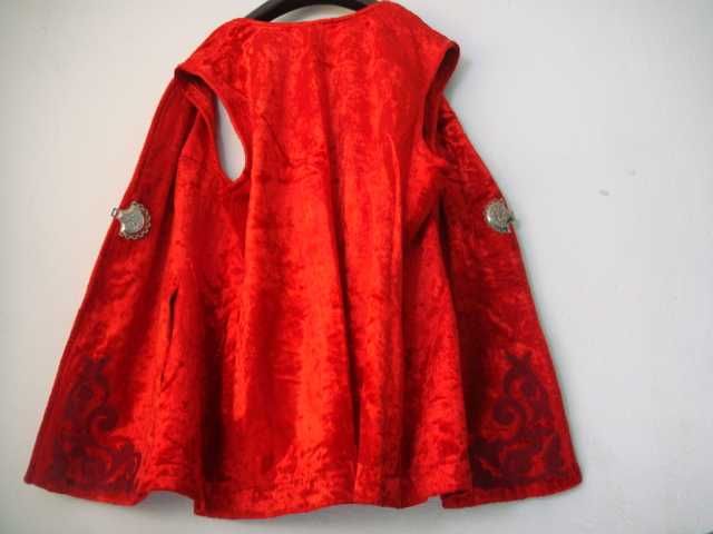 Казахский костюм казахская жилетка красная хлопок плюш шелк 1980г