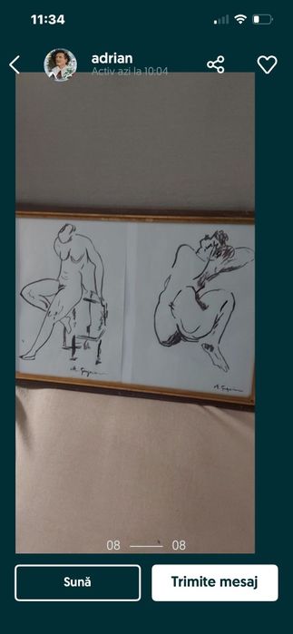 Tablou vechi, grafică, deosebit,semnat, de colecție.