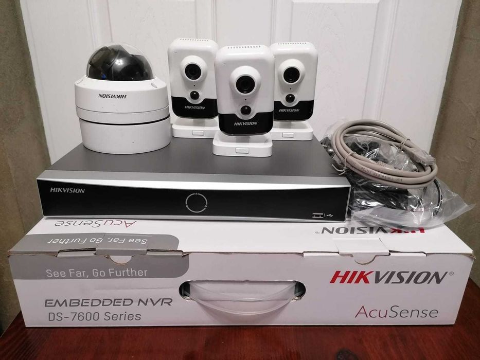 Kit NVR Hikvision 4 porturi PoE + Hdd 2TB + 4 camere + UPS